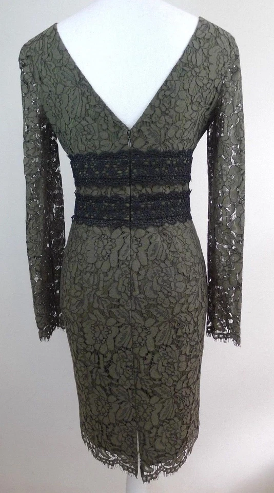 Vestido de encaje Viera verde militar para mujer Diane Von Furstenberg - talla 4 Foto 2 de 4