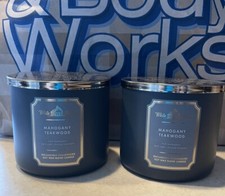2 Bath Body Works White Barn MAHOGANY TEAKWOOD 3 Wick 14.5Oz Candle Free Ship