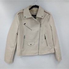Nwt Lulu's Jacket Womens Medium Med M Cream Vegan Leather Moto Jacket