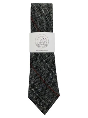 Men's Harris Tweed Neck Tie Grey Check - Image 1 of 3