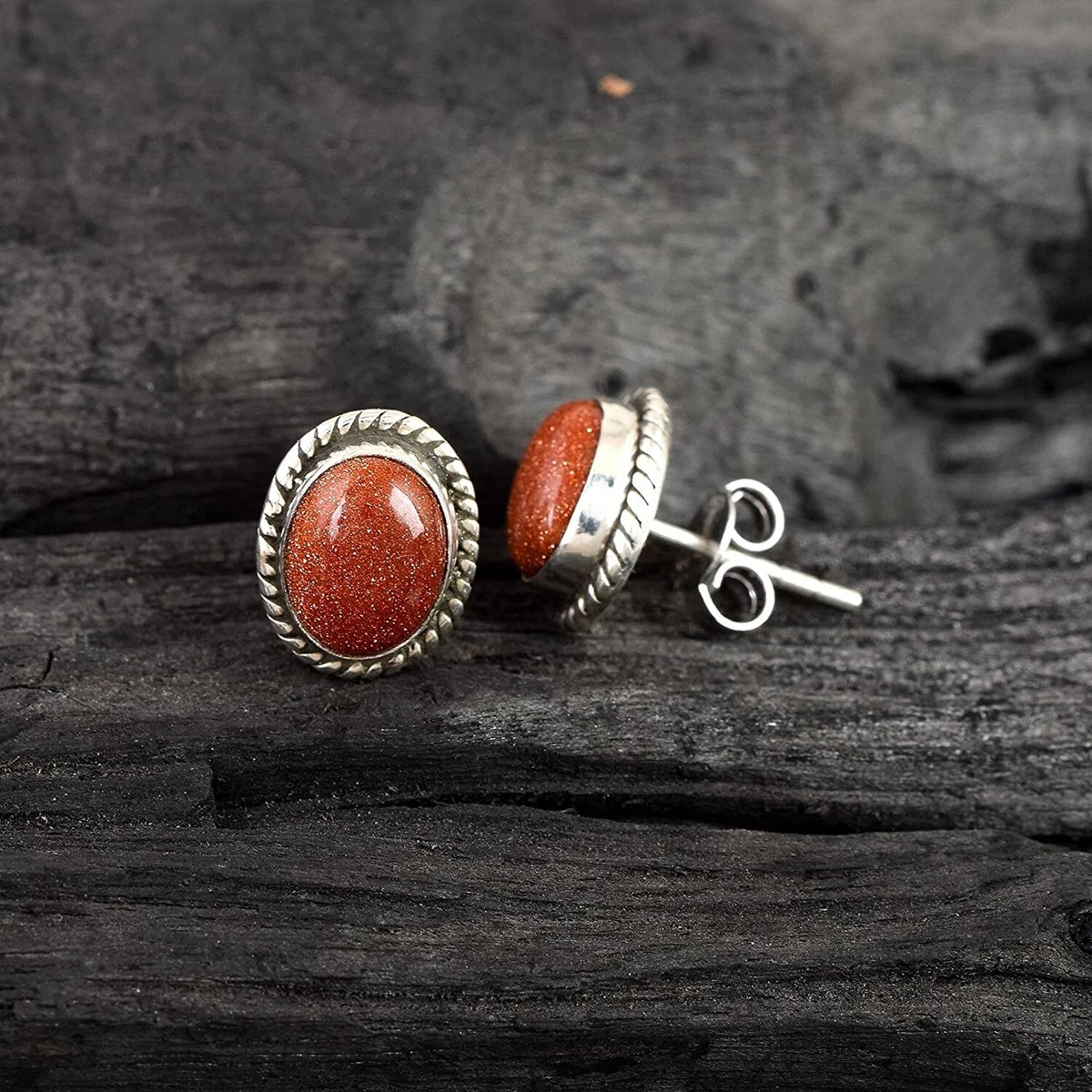 Sterling Silver Sunstone Earrings Stud earrings for Women Girls