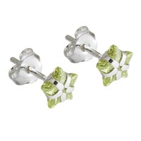 Ohrstecker Ohrringe Ohrschmuck Stern Aus Zirkonia OlivengrüN 925 Silber
