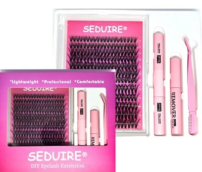 SEDUIRE DIY Kit Cluster Eyelashes Russian Volume Lashes Soft Fluffy Extensions UK 240pcs