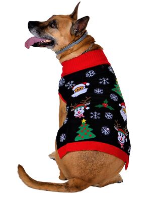 SOCAL LOOK Dog Christmas Sweater - Cat Ugly Xmas Jumper with Leash Hole