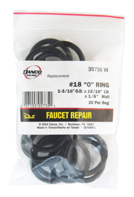Danco 35735W Durable Rubber #18 Faucet O-Ring 15/16 I.D. x 1-3/16 O.D. in.