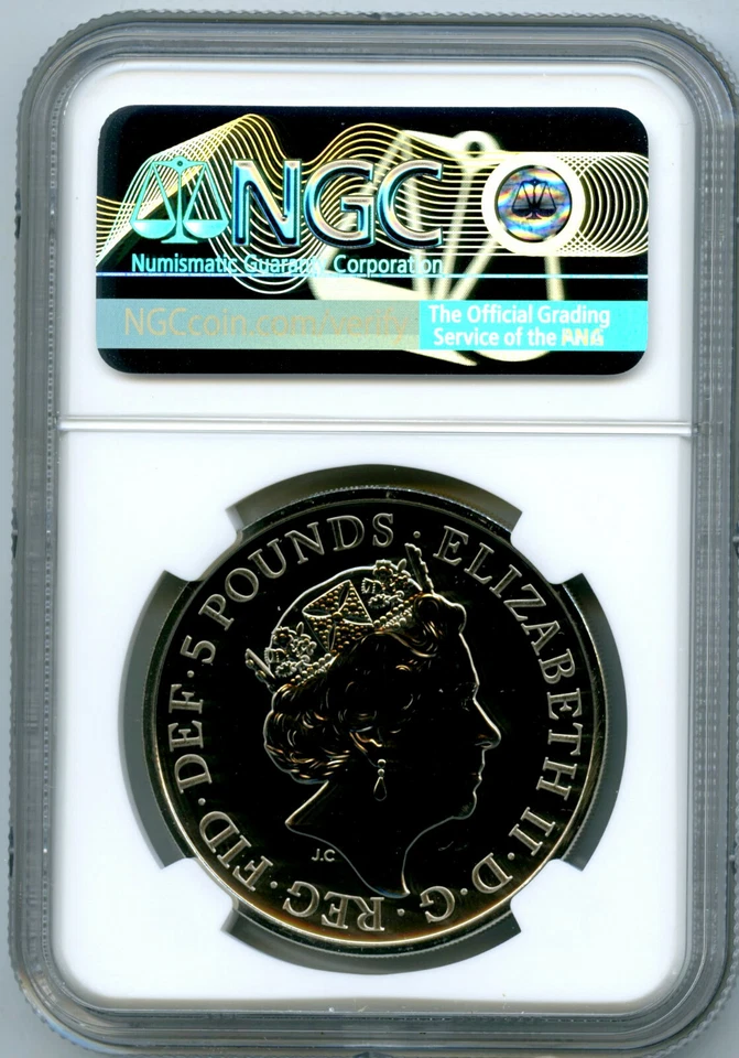 2022 GREAT BRITAIN 5PD NGC MS69 DPL QUEENS TUDOR BEASTS LION OF ENGLAND COIN FR - Image 2 of 2
