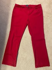 Dark Red Size 16 Chaps Red Denim Women Casual Pants with pockets