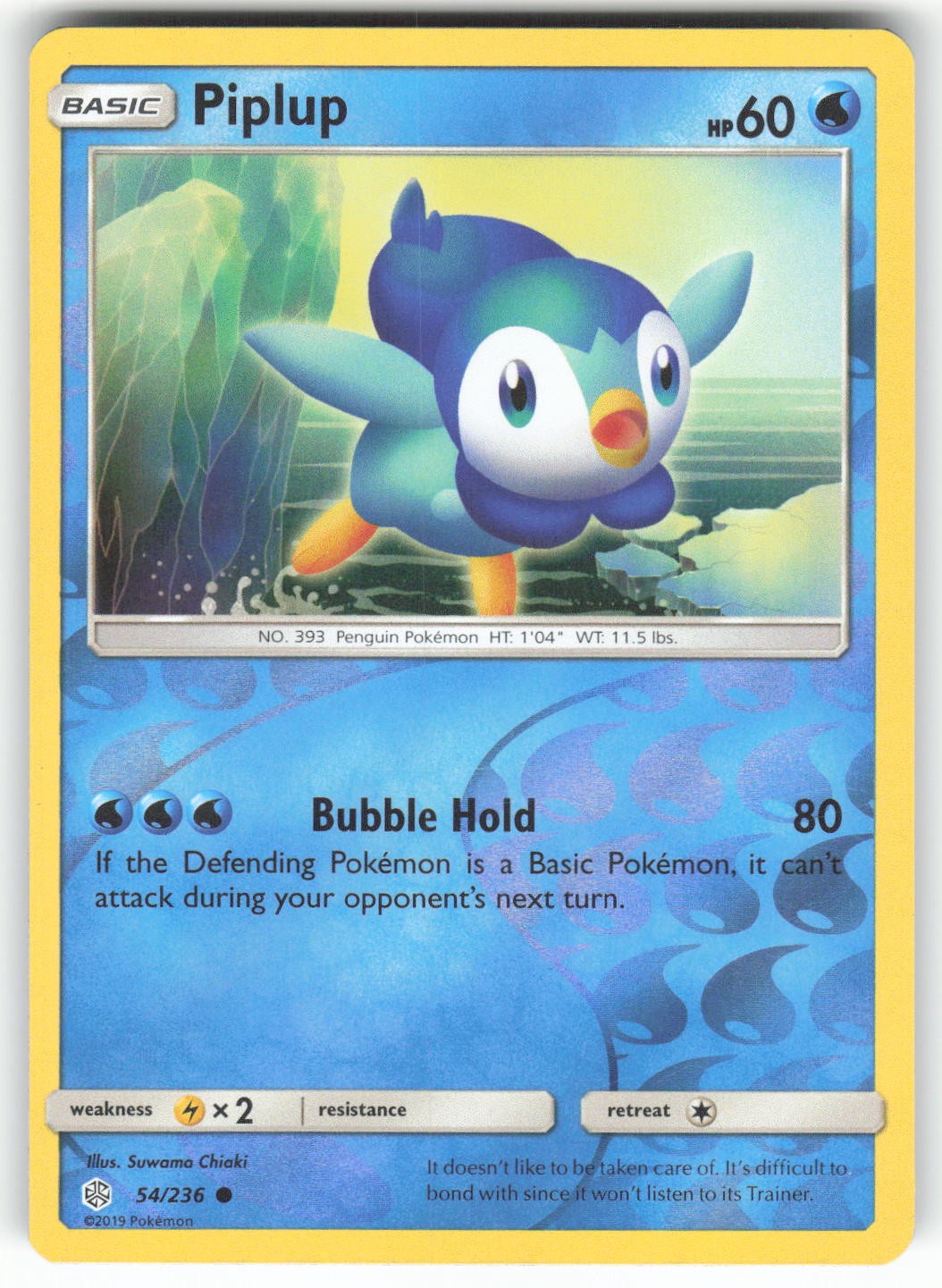 Piplup 54/236 Common Cosmic Eclipse Pokemon Reverse Holo Near Mint