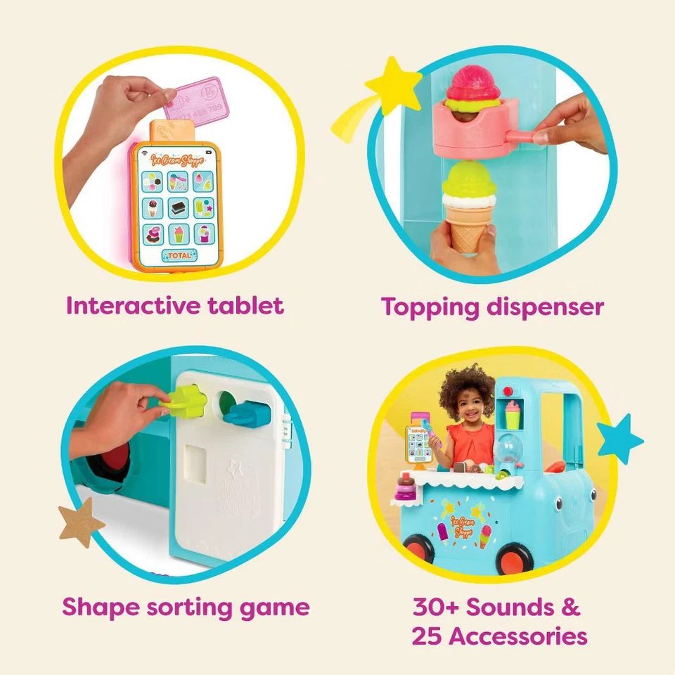 B. toys Interactive Ice Cream Truck Shoppe Playset 38 Pieces Lights Sounds - Image 4 of 4