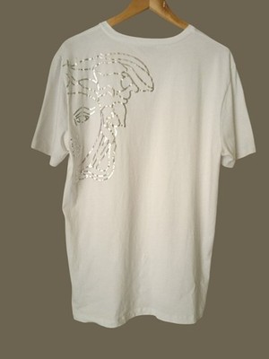 Versace Collection Metallic Medusa Back Logo Graphic T-Shirt White Tee Men s XXL