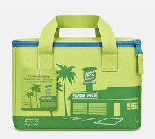 Trader Joe's Mini isolierte gestreifte wiederverwendbare Brotzeittasche Reißverschlussgriff blau/grün
