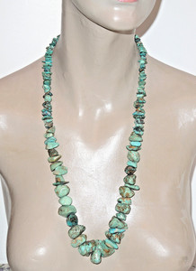 Navajo 28” Polished Graduated Chunky Turquoise Nuggets+Coral  Necklace 173 Grams