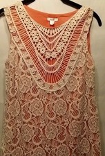 Xhiliration Women's Size M Orange and White Floral Sleeveless Dress