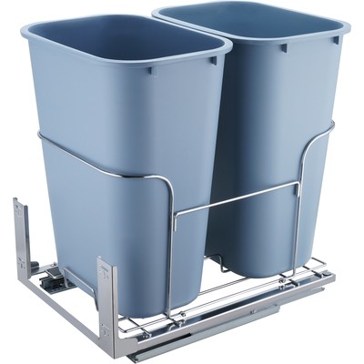 37QT x2 Double Pull Out Trash Can Kitchen Under Cabinet Waste Container
