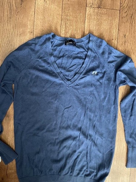 Women Fred Perry Sweater Navy Cotton S