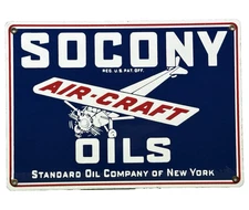 VINTAGE STANDARD SOCONY OILS PORCELAIN SIGN GAS STATION PUMP PLATE GASOLINE