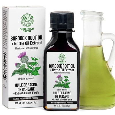Siberian Green Burdock Oil with Nettle Oil Extract 100ml Natural Hair Loss Bu...