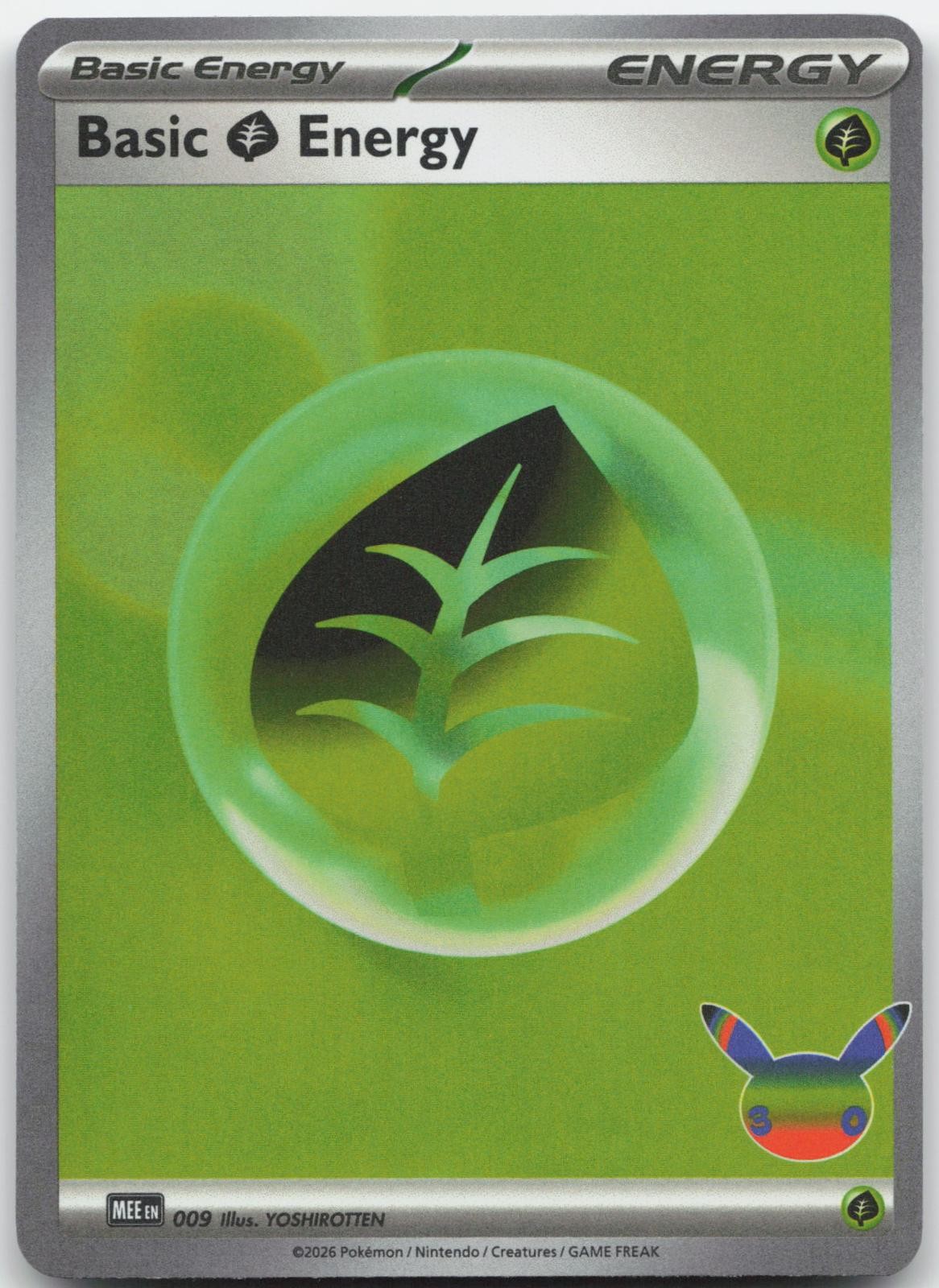 Basic Grass Energy ( 009 Holo MEE: Mega Evolution Energies Pokemon NM