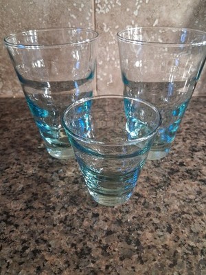 2 Pc Libbey Ripple Aqua Cooler Highball Glasses Set Vintage Saturn Optic MCM Lot