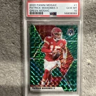 Patrick Mahomes II Chiefs 2020 Panini Mosaic #1 Green Mosaic Prizm PSA 10