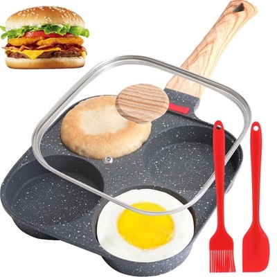 4-Cup Egg Pan, Premium Pans Nonstick, Omelette Pan with Lid Middle, Gray
