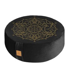 Round Velvet Meditation Pillow Embroidery D 13"/16" H 5.5" Yoga Bolster Floor...