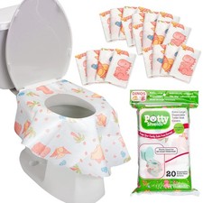 Potty Shields Toilet Seat Covers Disposable 20 pk, Dinosaurs XL Waterproof