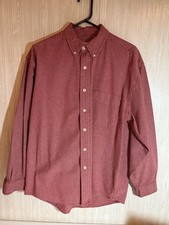 Men s Eddie Bauer Long Sleeve Shirt Size M Button Down Collar-Red-White Check