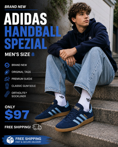 Adidas Originals Handball Spezial Men's Size 8 Navy Blue Suede Shoes New in Box
