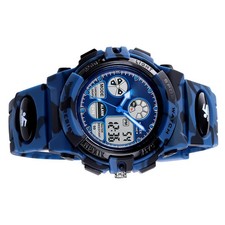 1163 Kids Digital Watch Blue Camo PU Band