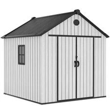 Resin Shed with Floor & Window, 7.3 x 7.3 ft Weatherproof Outdoor Storage