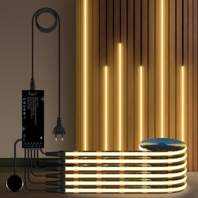 Nussbaum Holz Gitter Akustik Wand Panel COB LED Streifen Touch dimmbar TV Hintergrundbeleuchtung