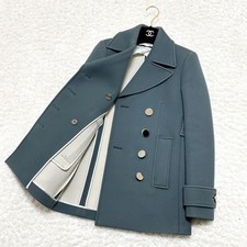 Used Gucci Double Runway P Coat Jacket Outer Women Size M Light Blue Color