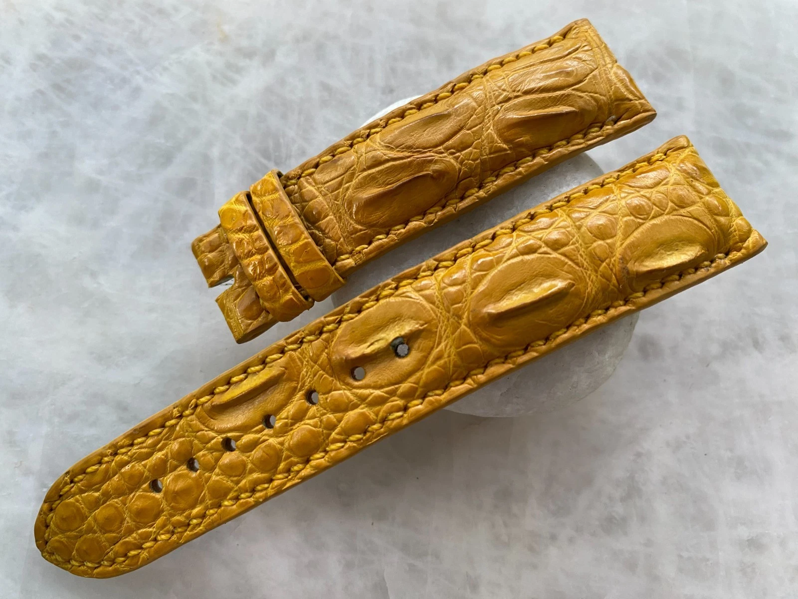 20mm/18mm Yellow Alligator Crocodile Print Leather Watch Strap Band