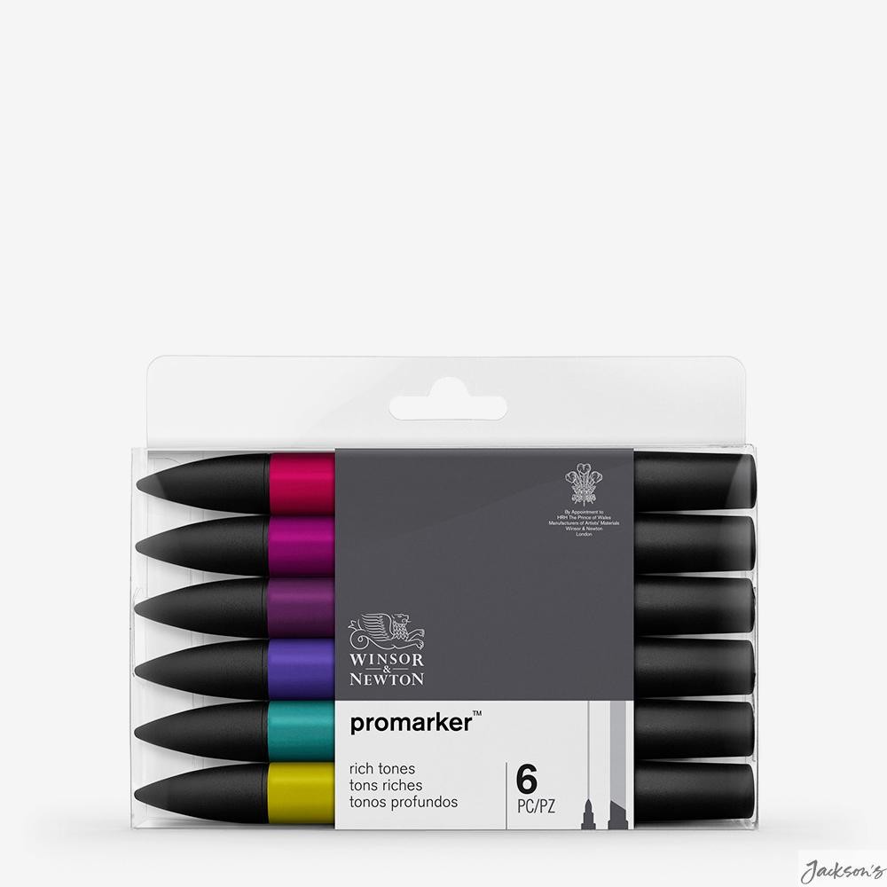 Winsor & Newton ProMarker Alcohol Marker Set Rich Tones Pack Of 6 For Artists