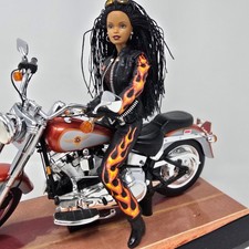 Harley-Davidson Barbie Doll 4 Fat Boy Motorcycle Display 1999 2000 Vintage