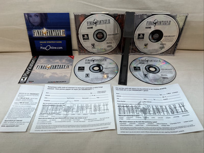 PS1 Final Fantasy IX, 4 Discs, Eng.&Fr. Registration Cards! Cleaned & Tested