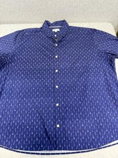 Peter Millar Shirt Mens 2XL Navy Short Sleeve Button Front Guitar Print Casual