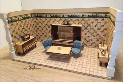 1950er-Puppenstube - Original-Zustand - möbliert - 1:12 - SAMMLERSTÜCK - Bild 1 von 4