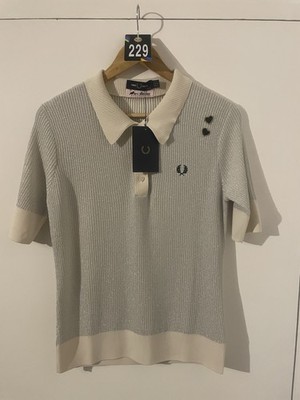 Fred Perry Amy Winehouse Knitted Polo Shirt Cream Size 12 Brand