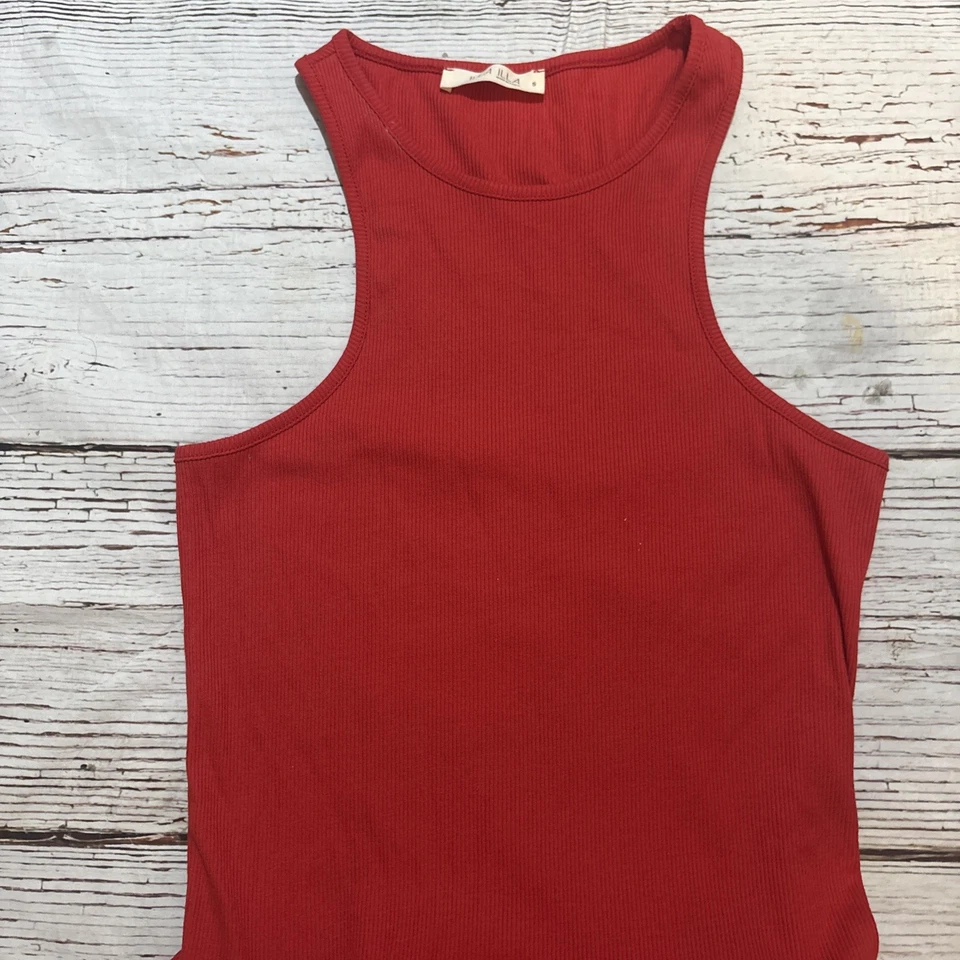 Vestido para mujer dobladillo burbuja sin mangas rojo talla S Foto 3 de 4