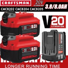 2PACK 20Volt For Craftsman V20 8.0Ah Li-ion Battery CMCB204 CMCB202 /Charger