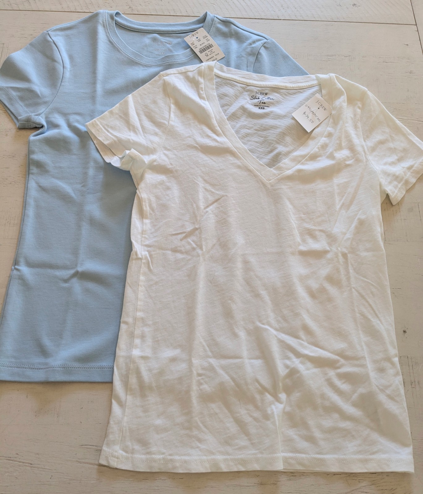 J.Crew Factory NWT T-shirt Bundle (2) XXS White, Baby Blue