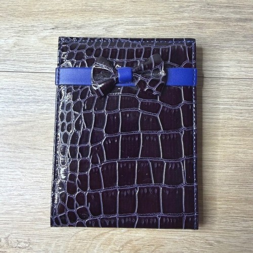 SeneGence International Blue Purple Crocodile Bow Travel Vanity Folding Mirror
