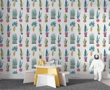 3D Hand Drawn Plant Pot Pattern Wall Murals Wallpaper Murals Wall Sticker