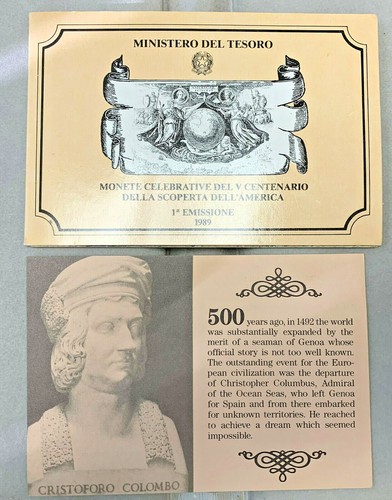 1989 Italia (2) Moneda Sellada Como Nuevo Set 200 + 500 Liras Plata Cristóbal Colón - Imagen 4 de 5