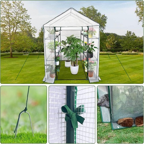 57''x57' x76'' White Greenhouse Portable Mini Walk In Outdoor MINI Planter House - Picture 5 of 6