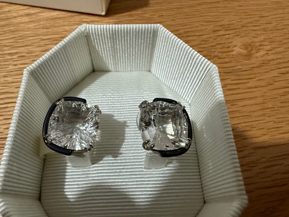 Swarovski Harmonia Stud Earrings White, Cushion Cut 5600943 NEW