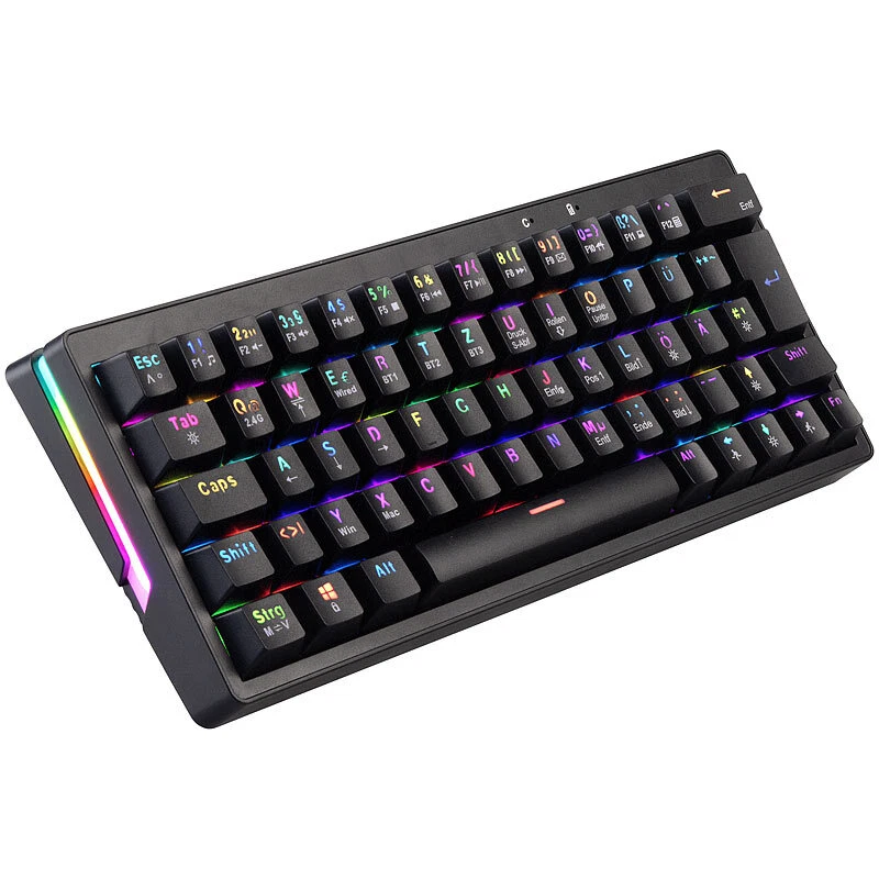 GeneralKeys Mechanische 60-%-Funk-Tastatur mit RGB-Beleuchtung, QWERTZ, Akku - Bild 3 von 4