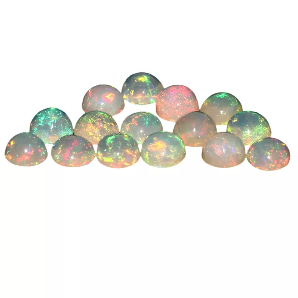 50 Pc 100% Natural Ethiopian Welo Fire Opal 3.5mm Round Cabochon Loose Gemstone - Image 4 of 4